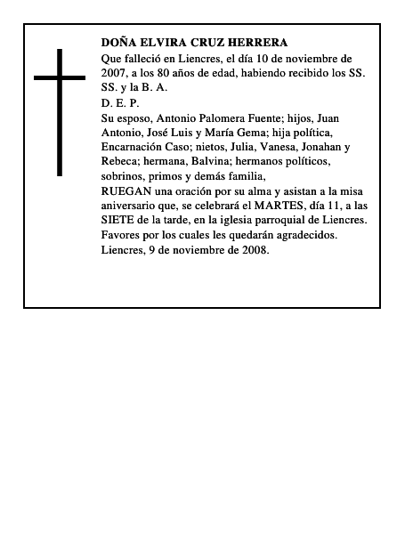 DOÑA ELVIRA CRUZ HERRERA