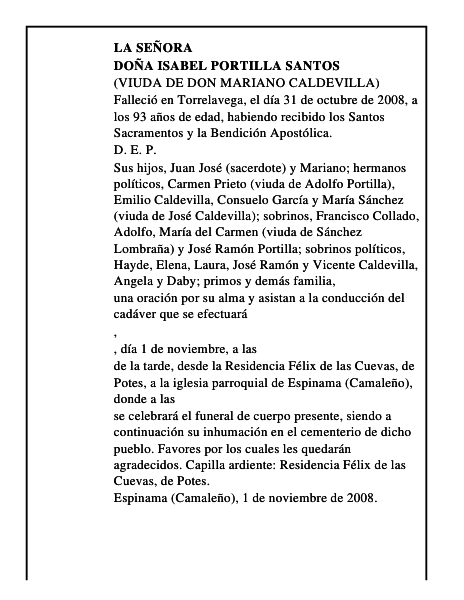 DOÑA ISABEL PORTILLA SANTOS