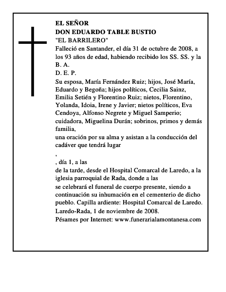 DON EDUARDO TABLE BUSTIO