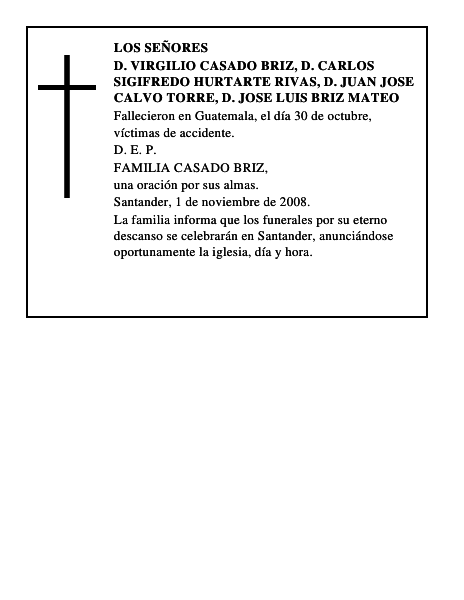 D. VIRGILIO CASADO BRIZ, D. CARLOS SIGIFREDO HURTARTE RIVAS, D. JUAN JOSE CALVO TORRE, D. JOSE