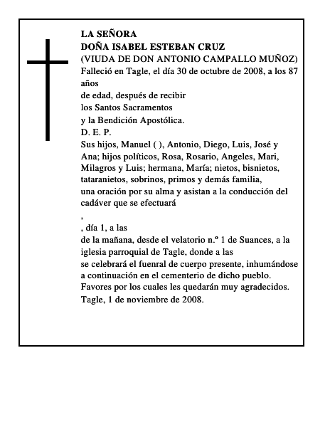 DOÑA ISABEL ESTEBAN CRUZ