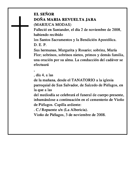 DOÑA MARIA REVUELTA JARA