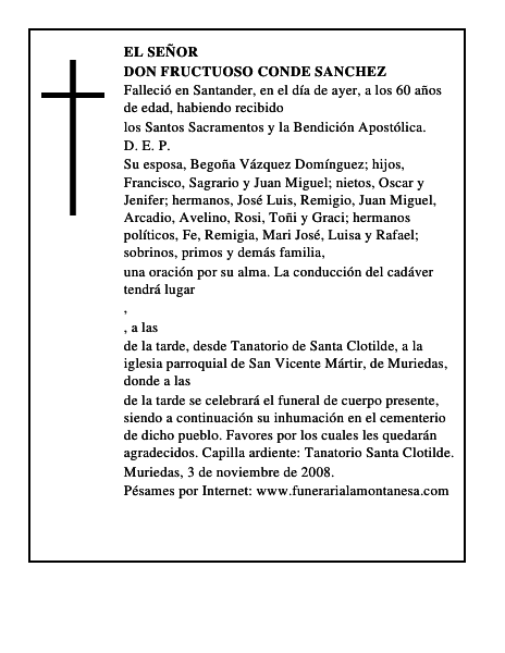 DON FRUCTUOSO CONDE SANCHEZ
