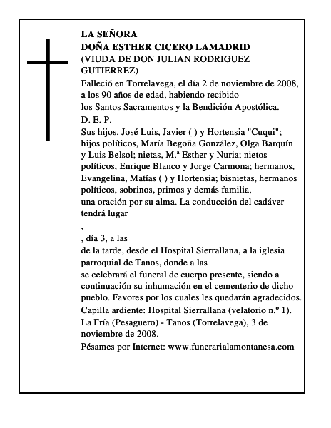 DOÑA ESTHER CICERO LAMADRID