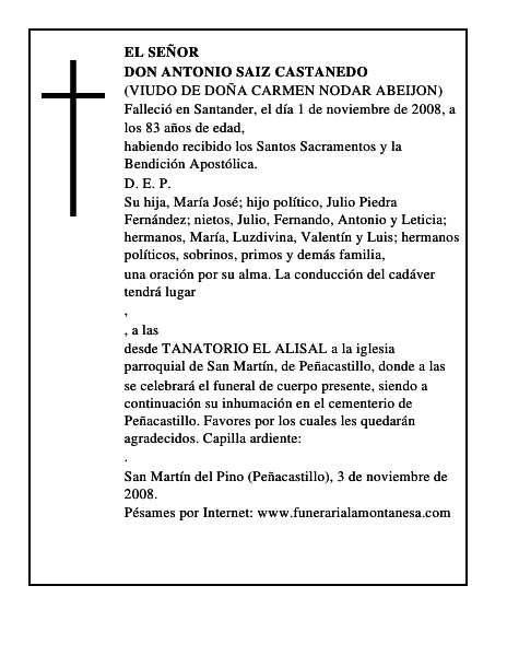 DON ANTONIO SAIZ CASTANEDO