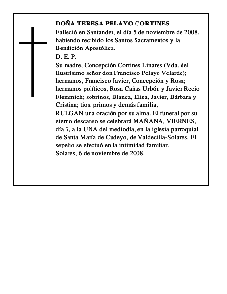 DOÑA TERESA PELAYO CORTINES