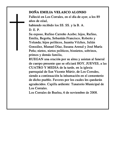 DOÑA EMILIA VELASCO ALONSO