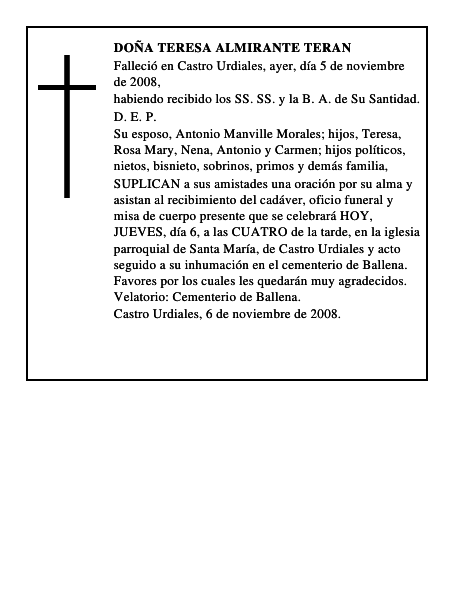 DOÑA TERESA ALMIRANTE TERAN