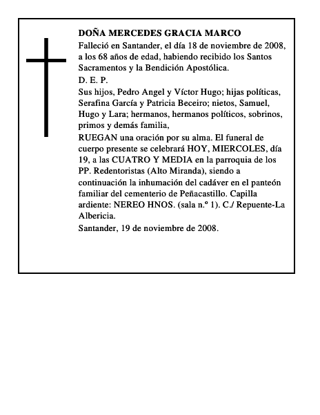 DOÑA MERCEDES GRACIA MARCO