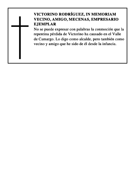 Victorino Rodríguez, in memoriam Vecino, amigo, mecenas, empresario ejemplar