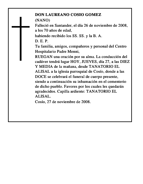 DON LAUREANO COSIO GOMEZ