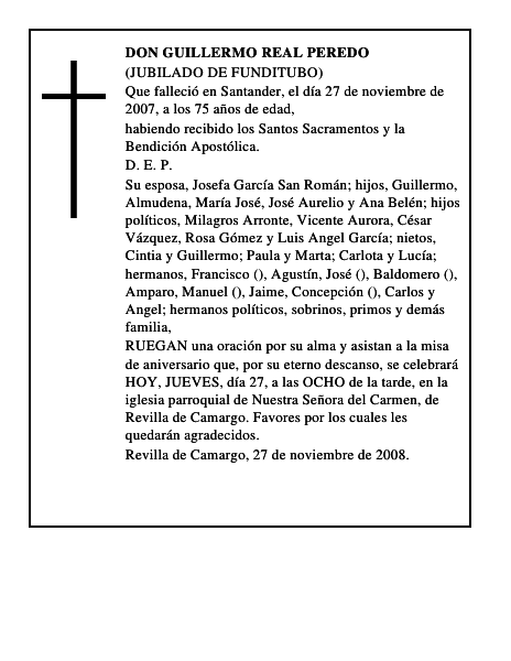DON GUILLERMO REAL PEREDO