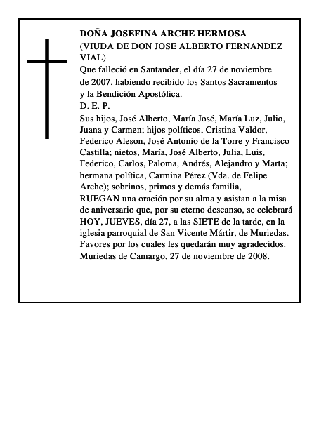 DOÑA JOSEFINA ARCHE HERMOSA