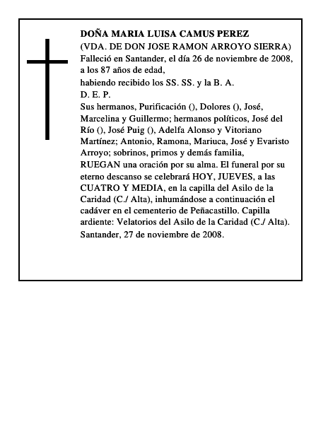 DOÑA MARIA LUISA CAMUS PEREZ
