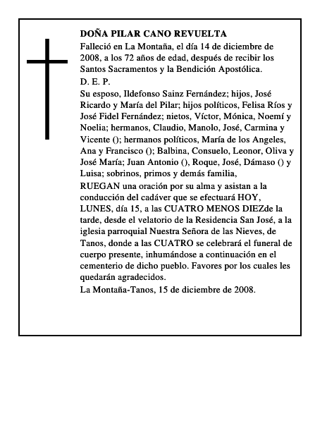 DOÑA PILAR CANO REVUELTA