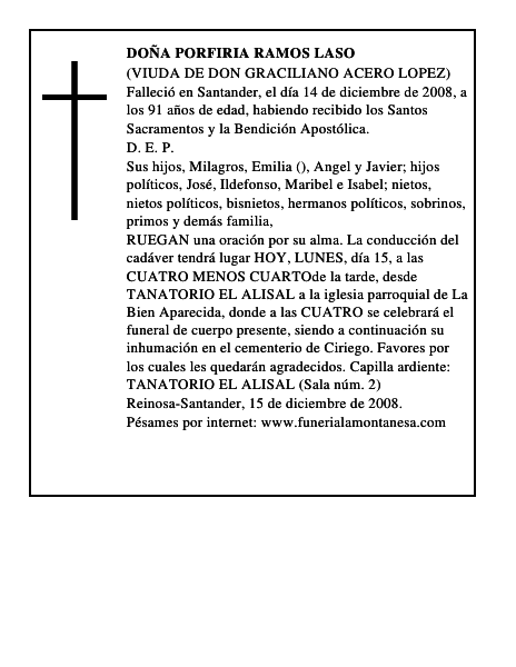 DOÑA PORFIRIA RAMOS LASO
