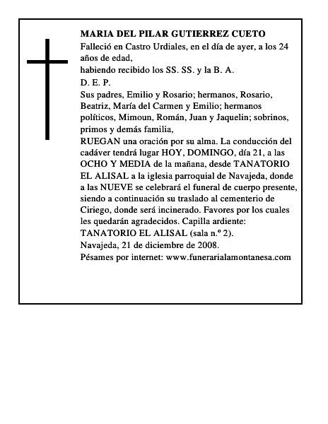 MARIA DEL PILAR GUTIERREZ CUETO