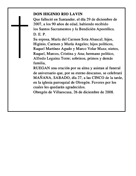 DON HIGINIO RIO LAVIN