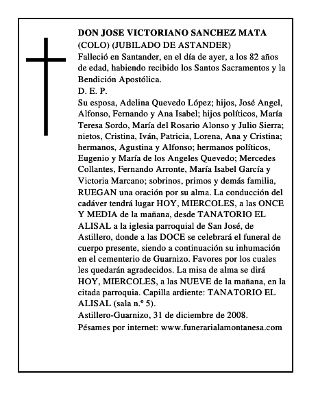 DON JOSE VICTORIANO SANCHEZ MATA