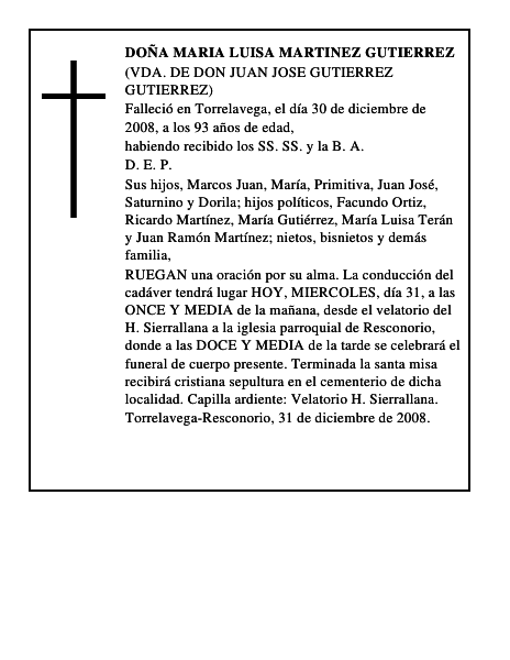 DOÑA MARIA LUISA MARTINEZ GUTIERREZ