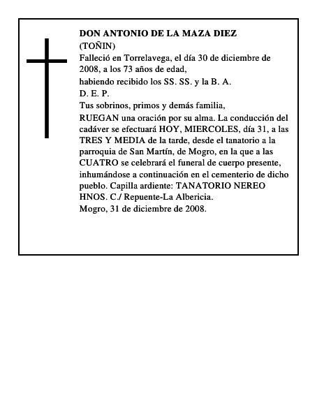 DON ANTONIO DE LA MAZA DIEZ