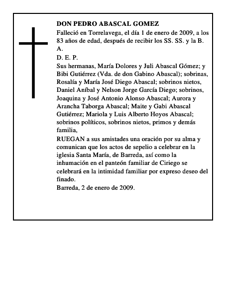 DON PEDRO ABASCAL GOMEZ
