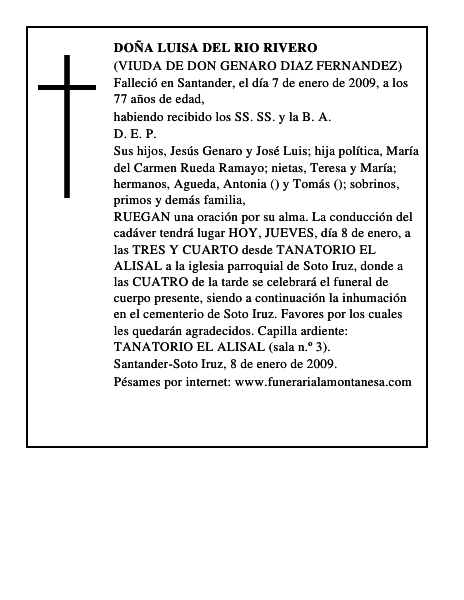 DOÑA LUISA DEL RIO RIVERO