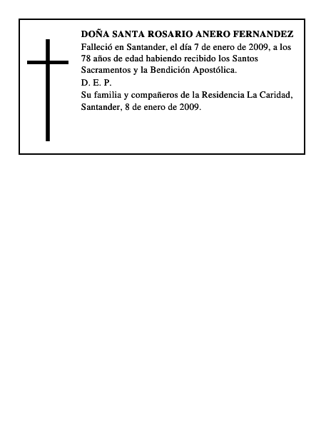 DOÑA SANTA ROSARIO ANERO FERNANDEZ