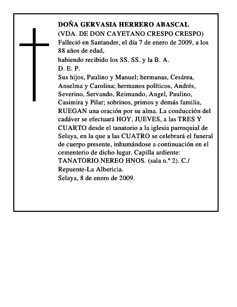 DOÑA GERVASIA HERRERO ABASCAL