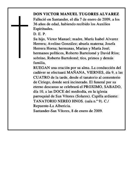 DON VICTOR MANUEL TUGORES ALVAREZ