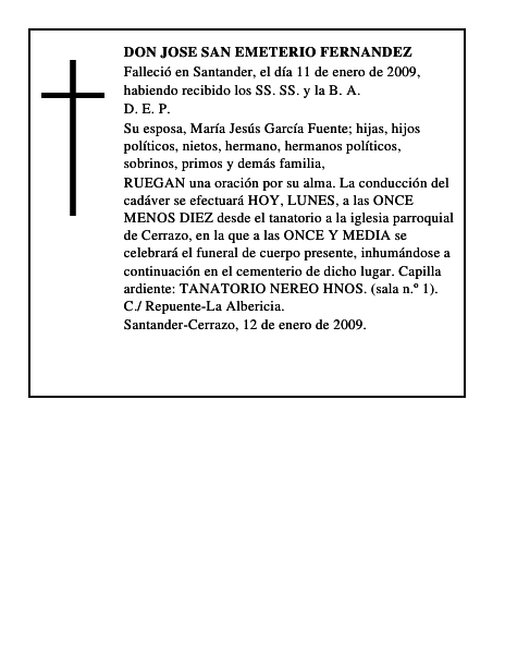 DON JOSE SAN EMETERIO FERNANDEZ