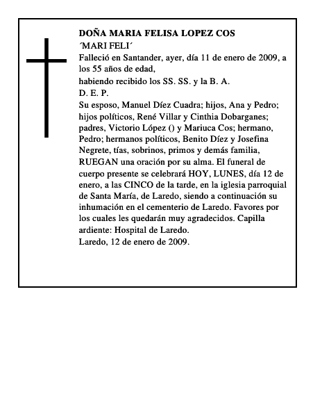 DOÑA MARIA FELISA LOPEZ COS
