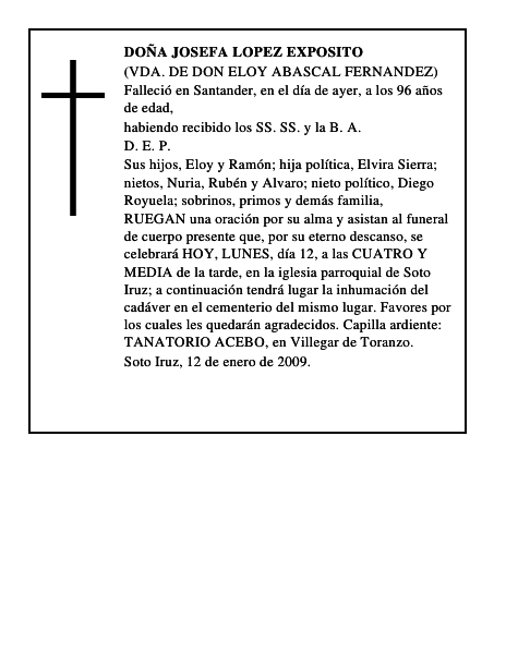 DOÑA JOSEFA LOPEZ EXPOSITO