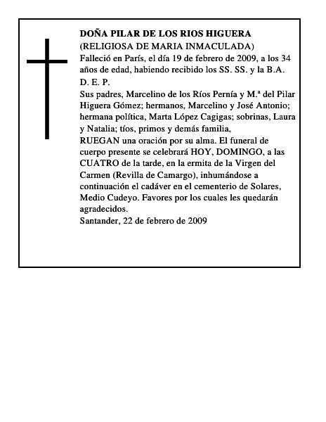 DOÑA PILAR DE LOS RIOS HIGUERA