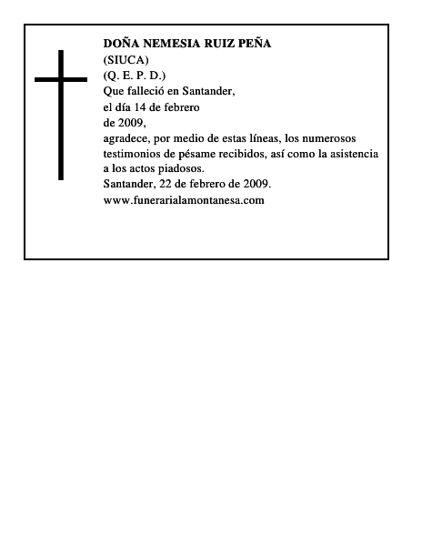 DOÑA NEMESIA RUIZ PEÑA