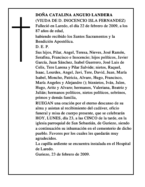 DOÑA CATALINA ANGUIO LANDERA