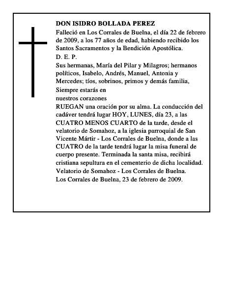 DON ISIDRO BOLLADA PEREZ