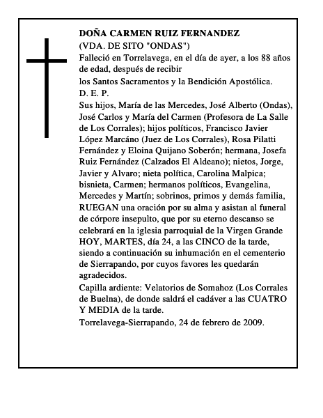 DOÑA CARMEN RUIZ FERNANDEZ