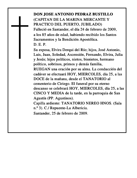 DON JOSE ANTONIO PEDRAZ BUSTILLO