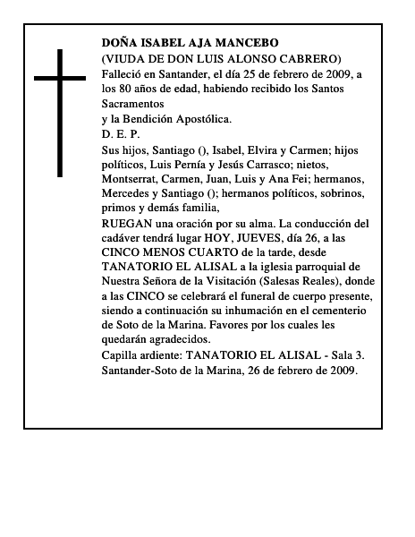 DOÑA ISABEL AJA MANCEBO