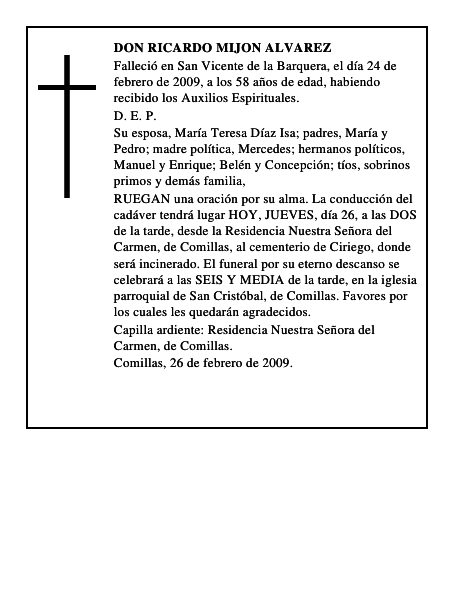 DON RICARDO MIJON ALVAREZ
