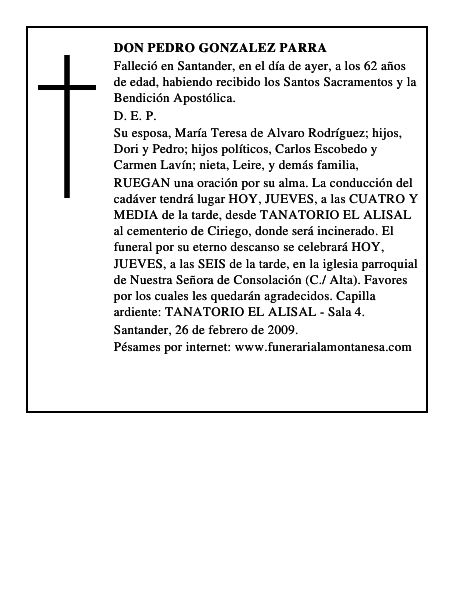 DON PEDRO GONZALEZ PARRA