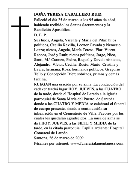 DOÑA TERESA CABALLERO RUIZ