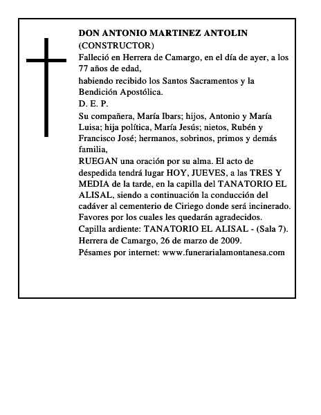 DON ANTONIO MARTINEZ ANTOLIN