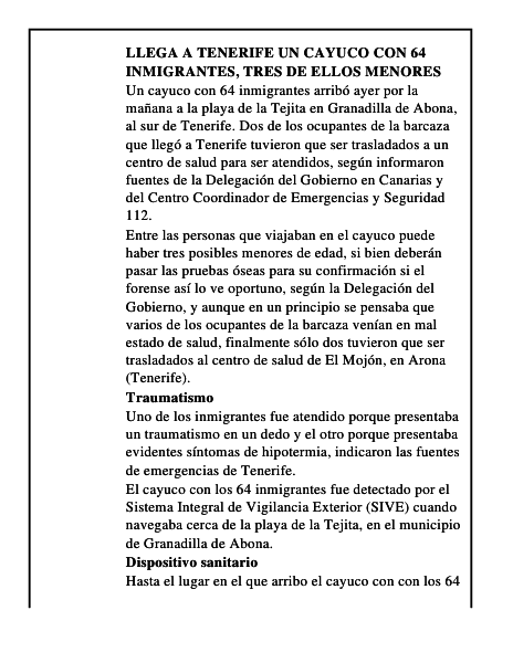 Llega a Tenerife un cayuco con 64 inmigrantes, tres de ellos menores