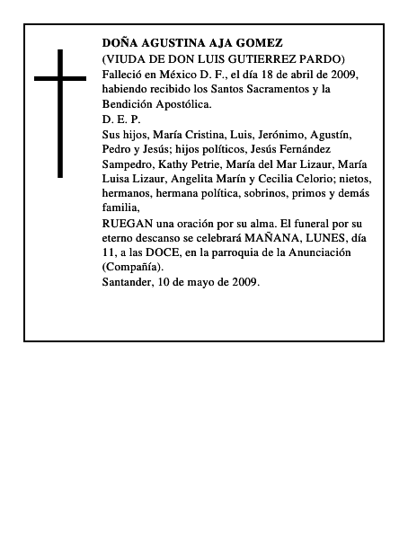 DOÑA AGUSTINA AJA GOMEZ