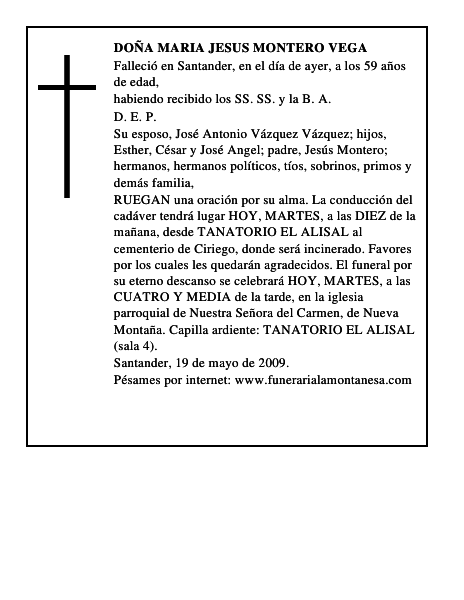 DOÑA MARIA JESUS MONTERO VEGA
