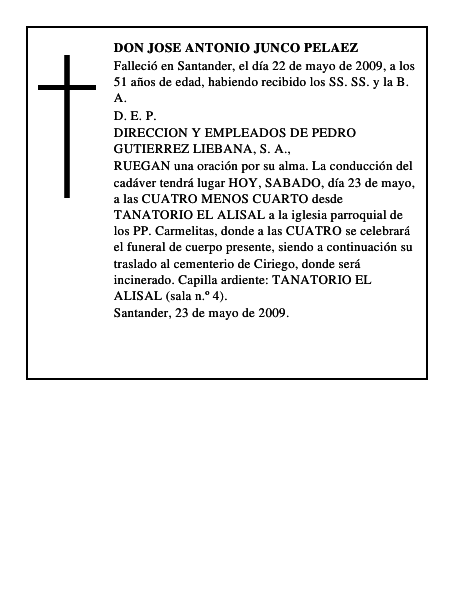DON JOSE ANTONIO JUNCO PELAEZ