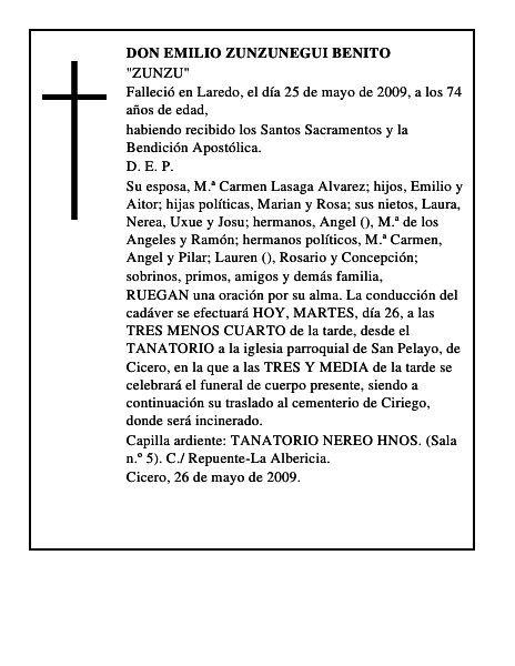 DON EMILIO ZUNZUNEGUI BENITO