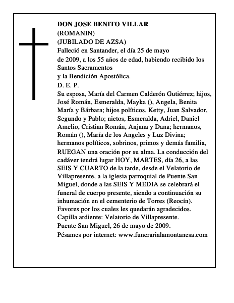 DON JOSE BENITO VILLAR